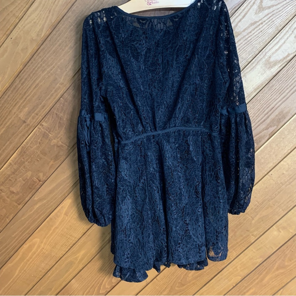 Free People Black Lace Balloon Sleeve Dress W/ Underdress included Size LG